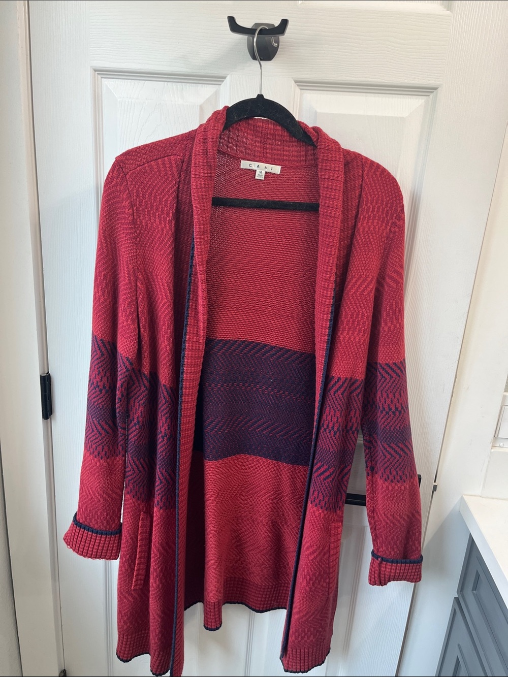 Cabi Cozy Red Open-Front Knit Cardigan Sweater
